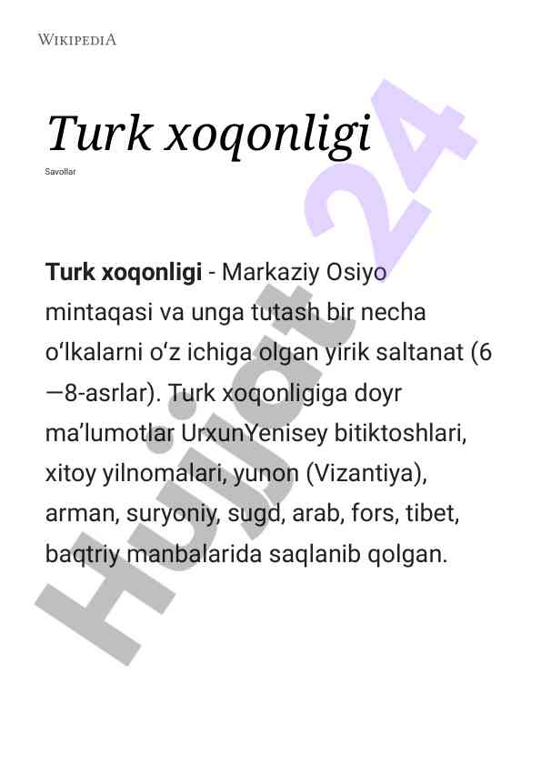 Turk xoqonligi: markaziy osiyo tarixidagi ahvoli