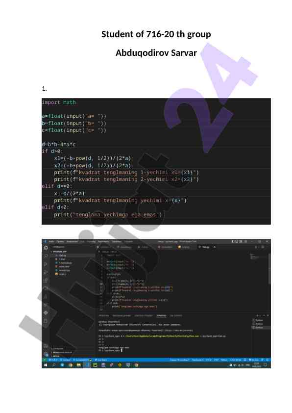 Kvadrat tenglamalar va ularning yechimlari