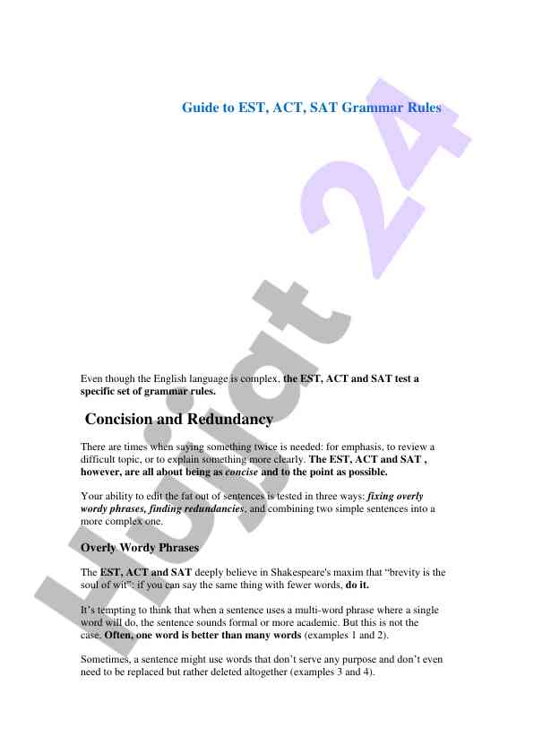 Essential grammar rules for est act sat tests