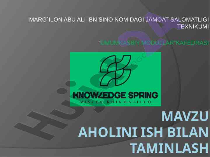 Aholini ish bilan taminlash: umumkasbiy modullar