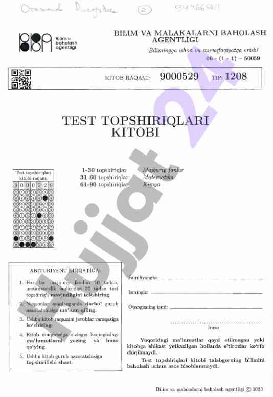 Test topshiriqlari kitobi bilimni baholash
