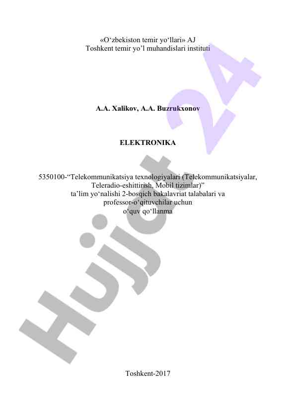 Telekommunikatsiya texnologiyalari o‘quv qo‘llanma