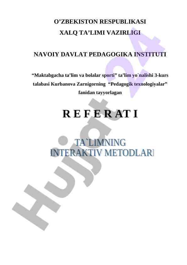 Interaktiv metodlar va ta’limning ilmiy asoslari