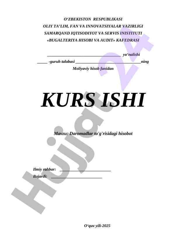Daromadlar to'g'risidagi hisobot