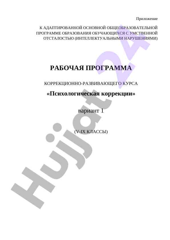 Рабочая программа коррекционно-развивающего курсa