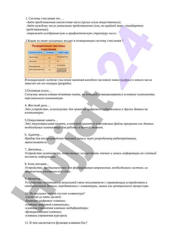 Системы счисления и их компоненты в вычислительной технике