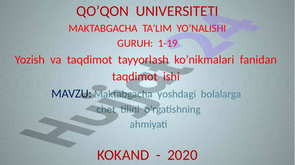 Maktabgacha yoshdagi bolalarga chet tilini o'rgatish