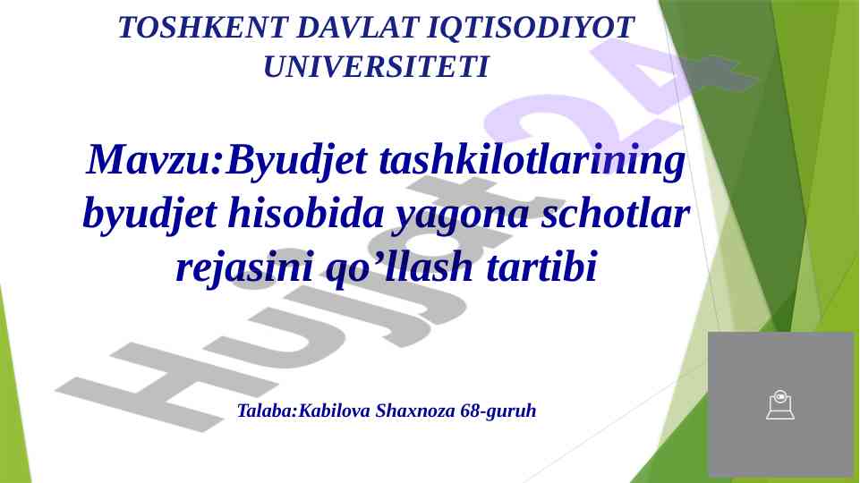 Byudjet tashkilotlarining hisob rejasi tahlili