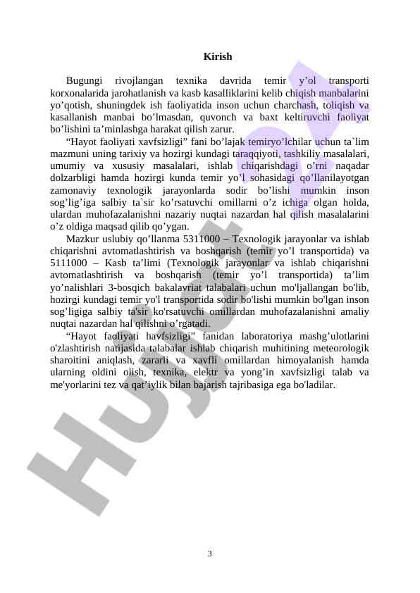Temiryo‘l transportida xavfsizlik ko‘rsatmalari