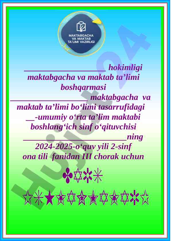 Maktabgacha ta'lim rejasi iii chorak 2024-2025