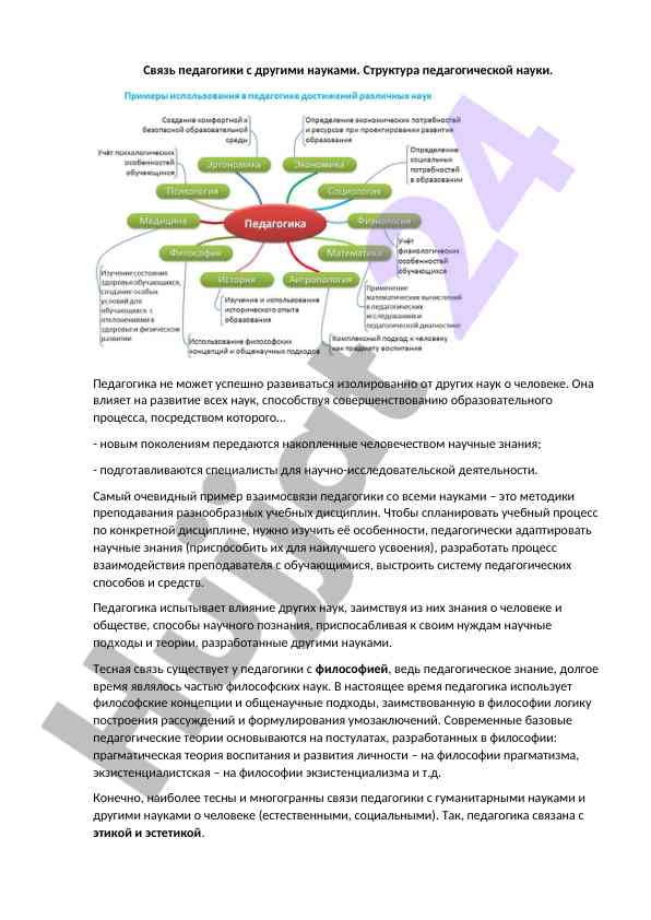 Pedagogikaning boshqa fanlar bilan aloqalari