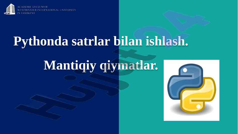 Python'da satrlar bilan ishlash usullari