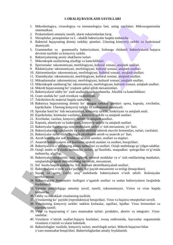 Mikrobiologiya va virusologiya fani to'g'risida
