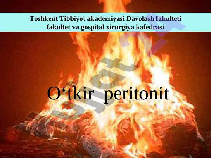 O‘tkir peritonit va uning davolash usullari