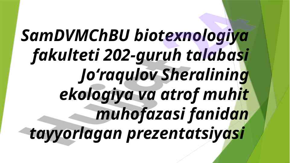 Tabiiy resurslardan umumiy foydalanish prezentatsiyasi