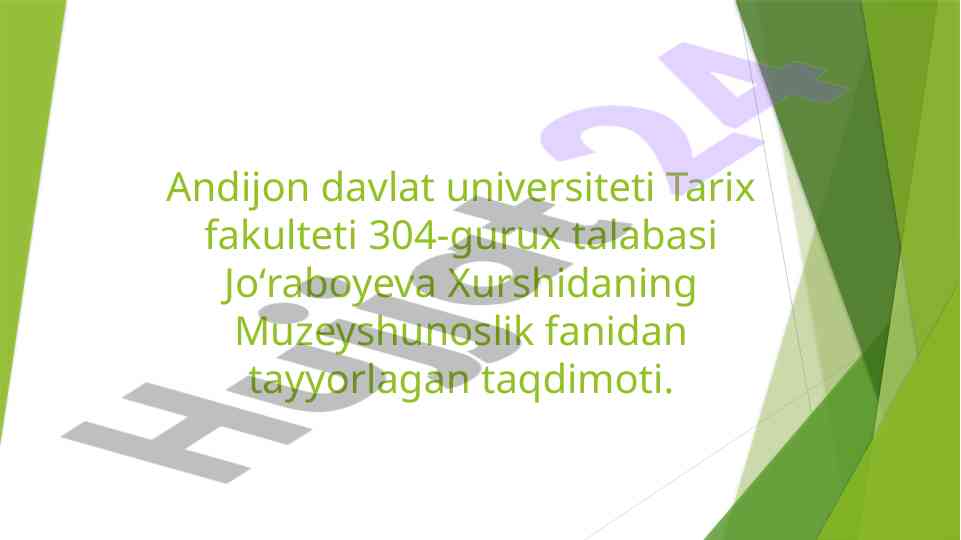 Muzeyshunoslik haqida qiziq maʼlumotlar taqdimoti