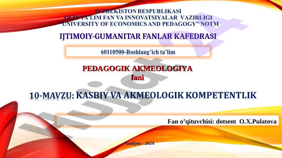 Tarbiyachi va akmeologik kompetentlik