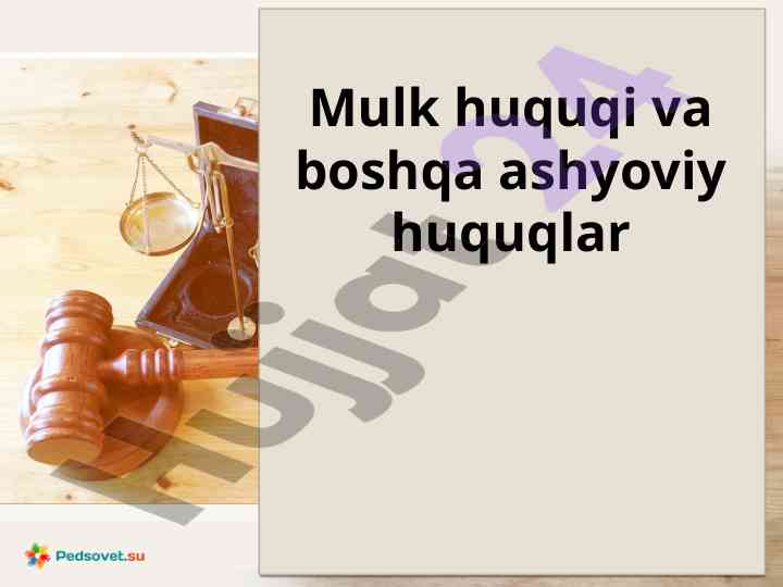 Mulk huquqi va boshqa ashyoviy huquqlar