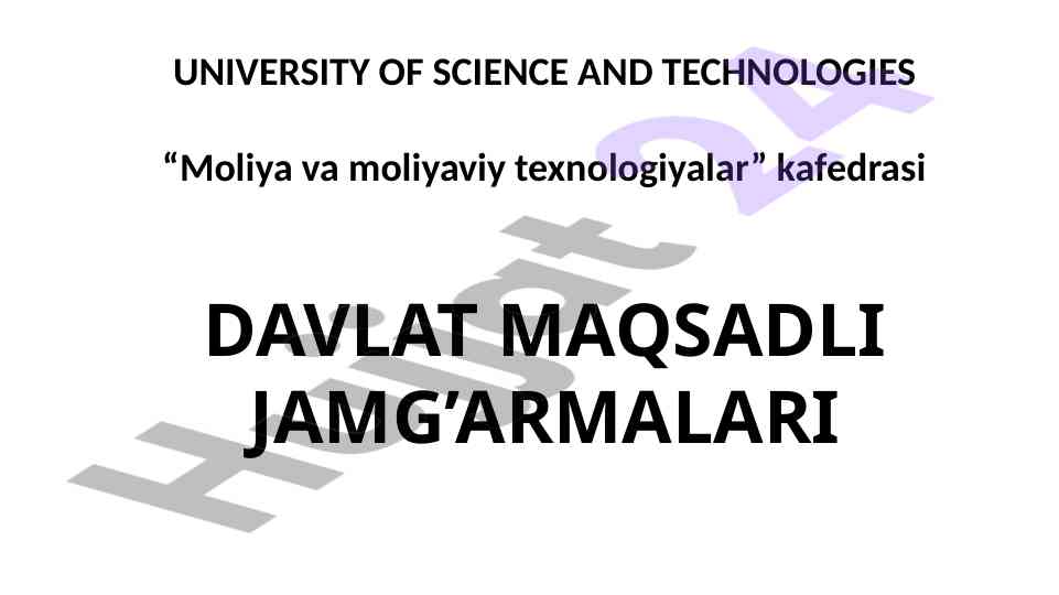 Davlat maqsadli jamg'armalari tahlili