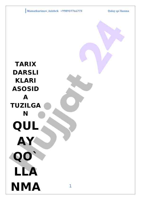 Tarix darslari asosida qulay qo‘llanma