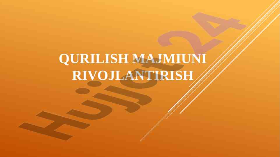 Qurilish majmui rivojlantirish reja va asosiy bosqichlar