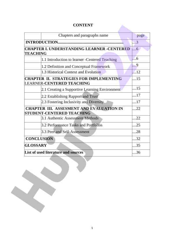 Learner-centered teaching strategies and assessment