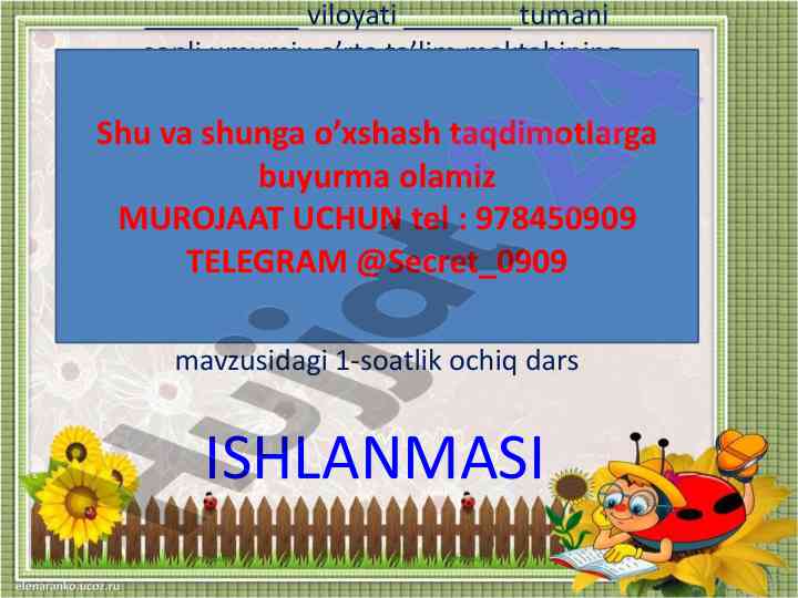 2-sinf matematika o‘qituvchilari uchun dars ishlanmasi