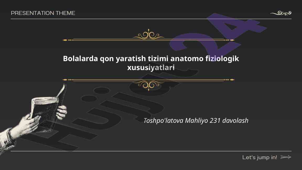 Bolalarda qon yaratish tizimi anatomo fiziologik xususiyatlari
