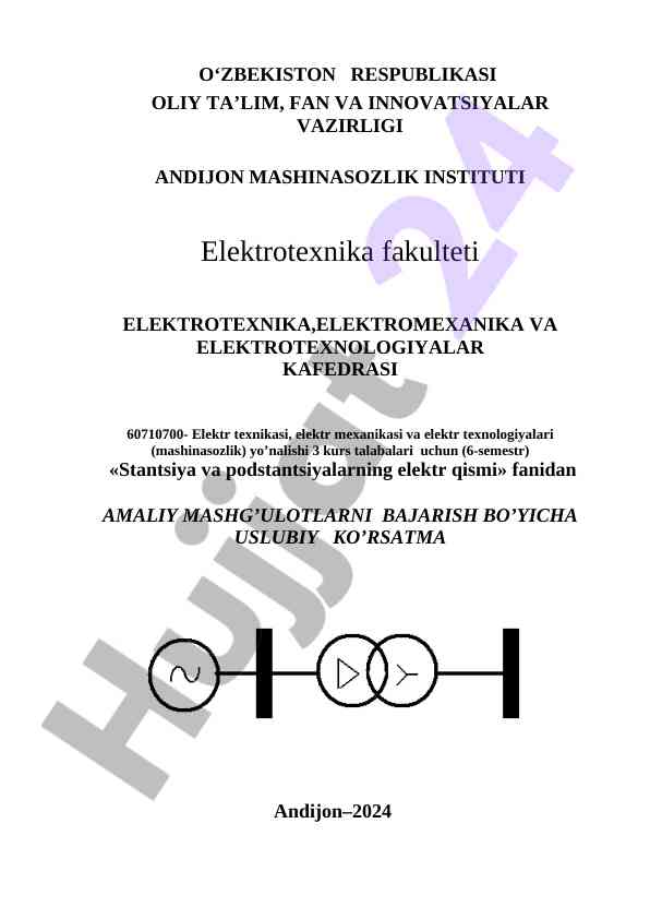 Amaliy mashg‘ulotlar bo‘yicha usuliy ko’rsatma