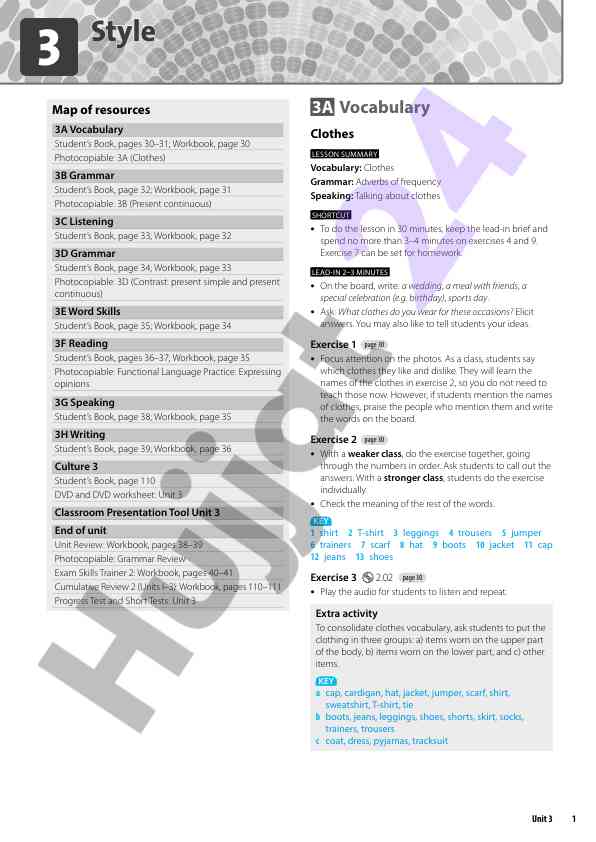 Vocabulary clothes lesson summary and activities