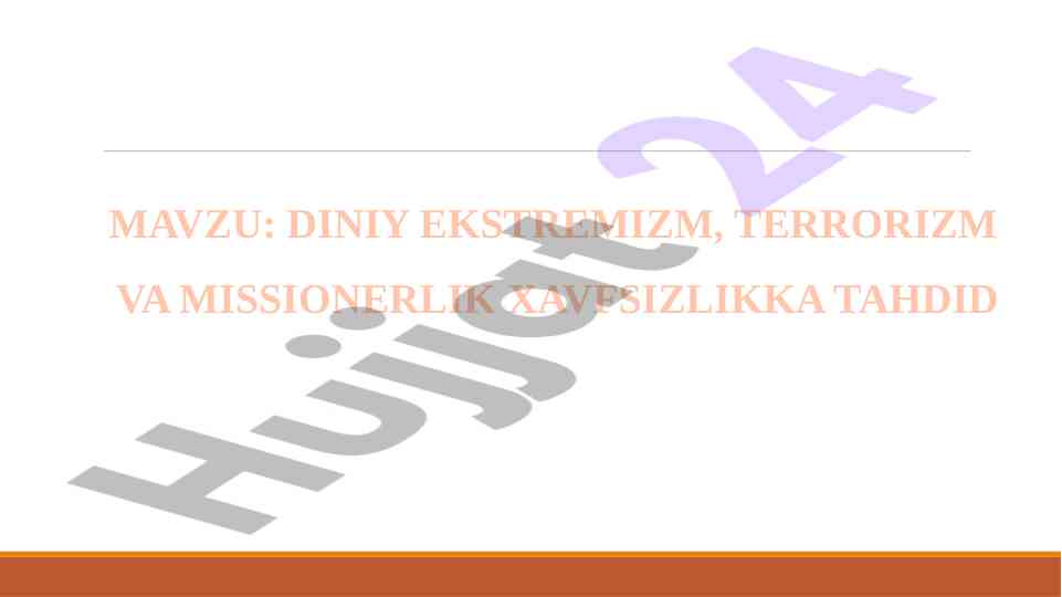 Diniy ekstremizm va terrorizm xavfsizligi