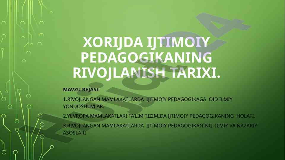 Xorijda ijtimoiy pedagogikaning rivojlanish tarixi