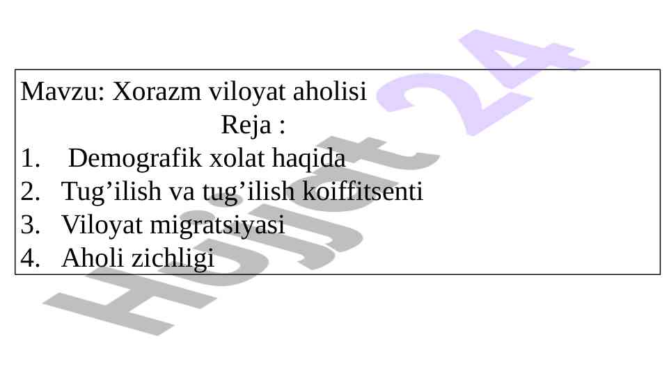 Xorazm viloyatining demografik holati 2022 yil