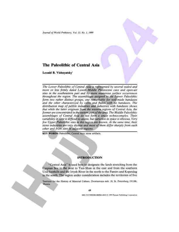Paleolithic sites of central asia analysis