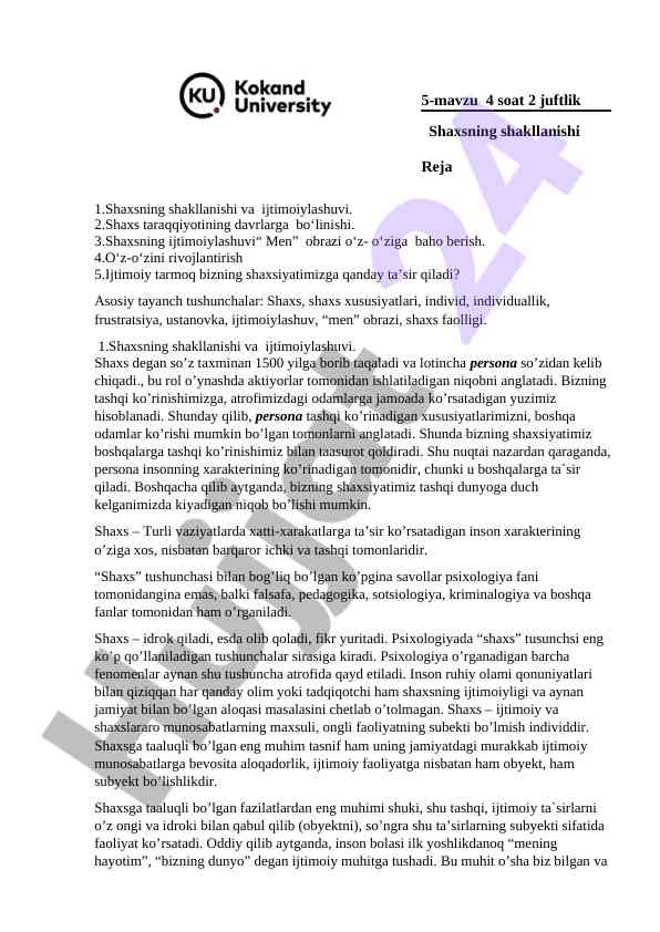 Shaxsning ijtimoiylashuvi va rivojlanishi