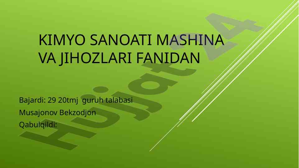 Kimyo texnologiya tizimlari tahlil qilish
