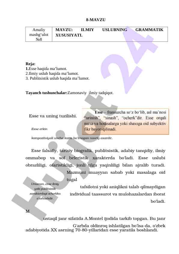 Ilmiy uslubning grammatik xususiyatlari