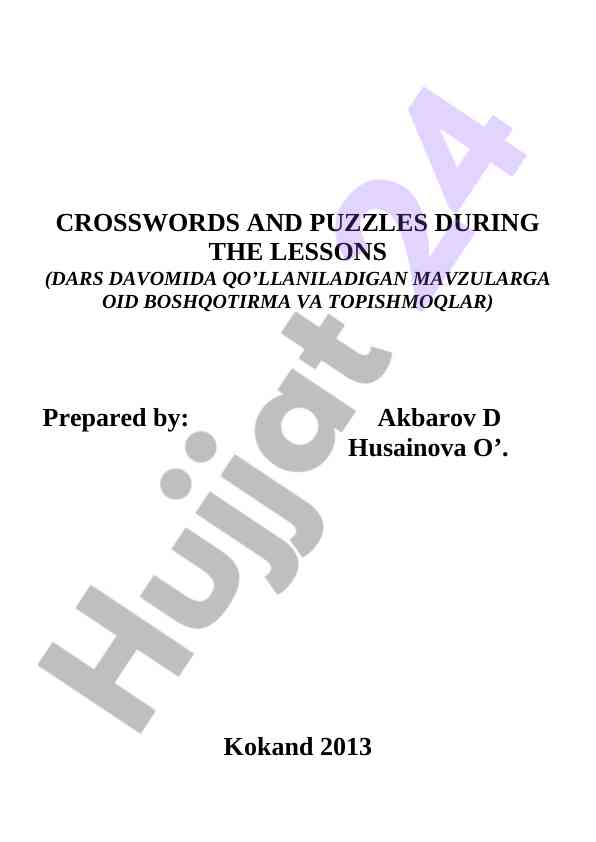 Crosswords and puzzles for engaging lessons