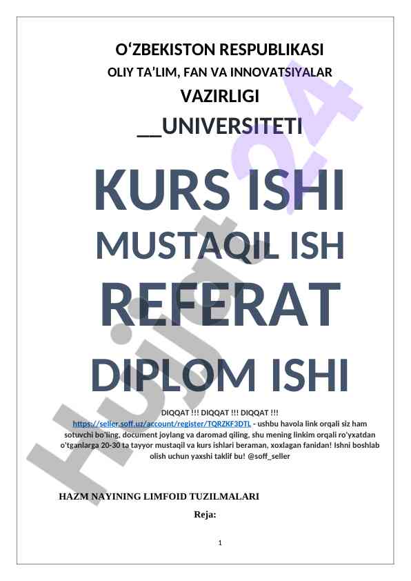 Hazm nayining limfoid tuzilmalari o‘rganilishi