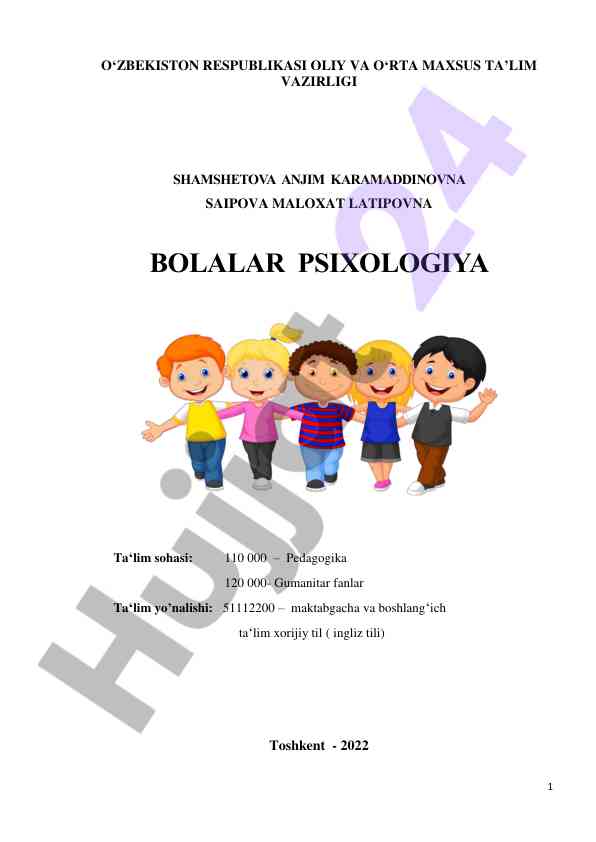 Bolalar psixologiyasi: ilmiy nazariy ma'lumotlar
