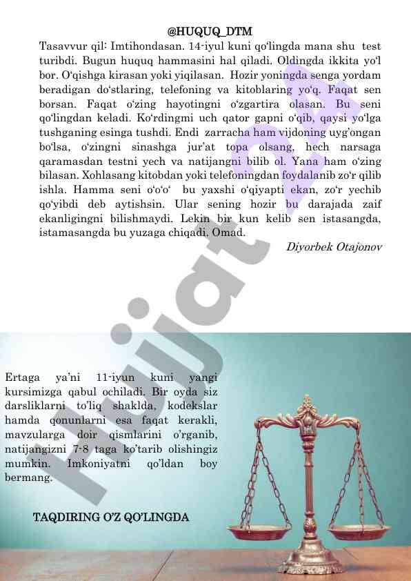 Imtihon sinasidan o‘tish uchun tavsiyalar