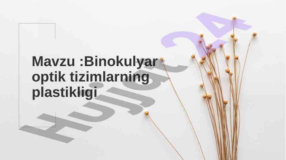 Binokulyar optik tizimlarning plastikligi va xususiyatlari