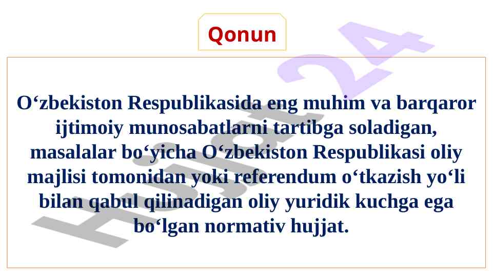 O‘zbekiston respublikasida qonunlar va normativ hujjatlar