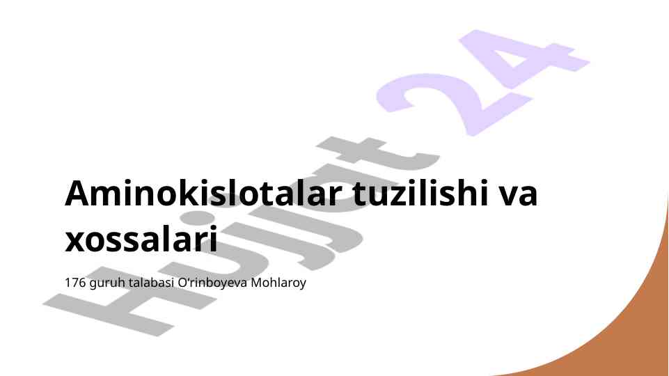 Aminokislotalar tuzilishi va xossalari