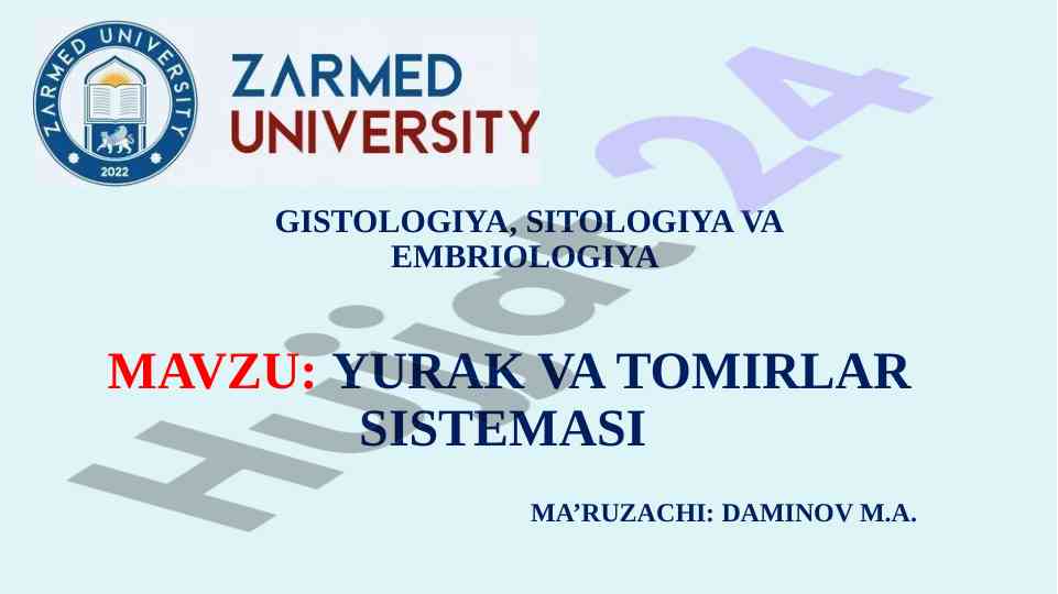 Yurak va tomirlar sistema tahlili