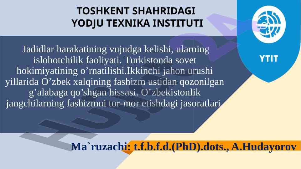 Jadidlar harakati va o’zbekiston tarixi