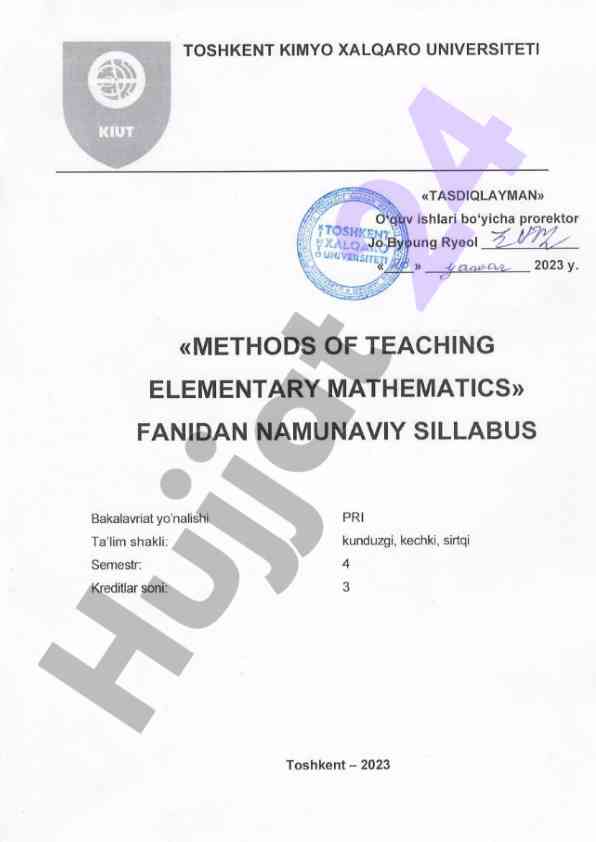 Boshlang‘ich sinflarda matematika o‘qitish metodikalari