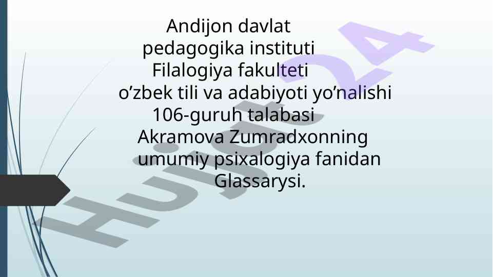 Umumiy psixalogiya fanidan glassary