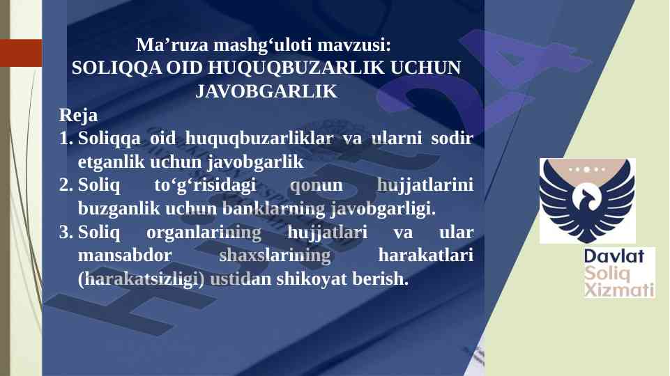 Soliqqa oid huquqbuzarliklar va javobgarlik tahlili