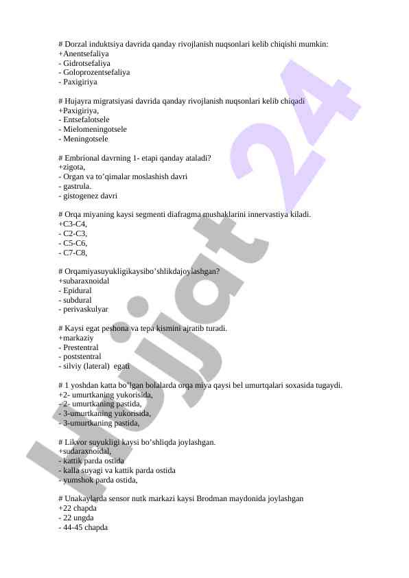 Dorzal induktsiya davrida rivojlanish nuqsonlari